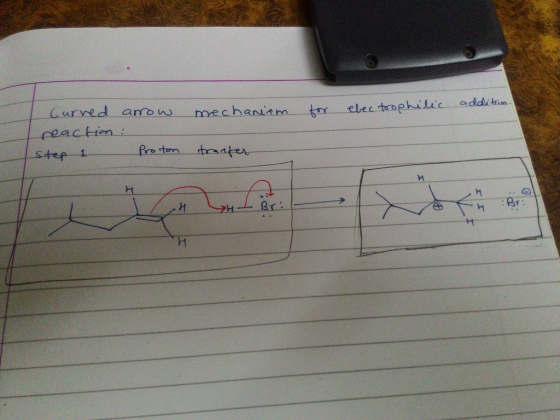 addition tor elec tropehiic Curved arow mechanam reactien taater step 1 H Br: Br: И