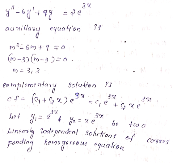 30 4-6y+90 - piesa noua au villany equation suc h en m?: 6m +9 30. (m-3) (m-3 2-0.. m = 3,3 complementary Solution is cf =