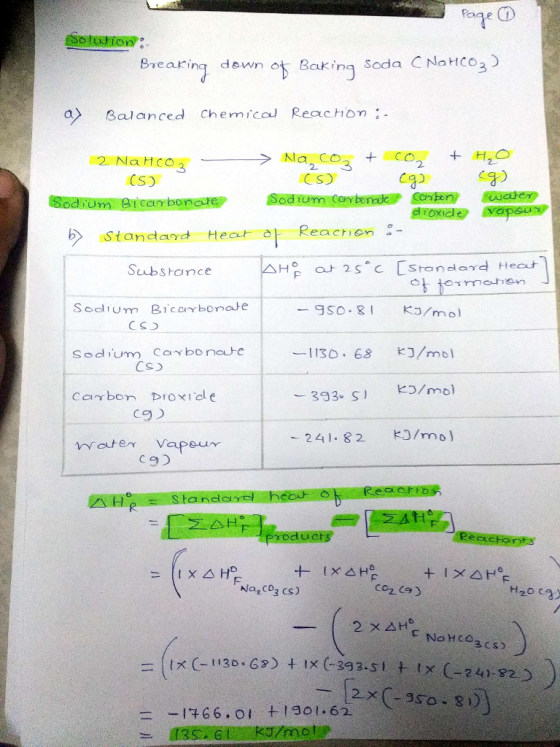 Pa Breaking dawnot Baking soda CNa HC03) Balanced Chemica Reachon 2 CS) Standard Hec Reacrion - Substance Sodium Bic Sodium C