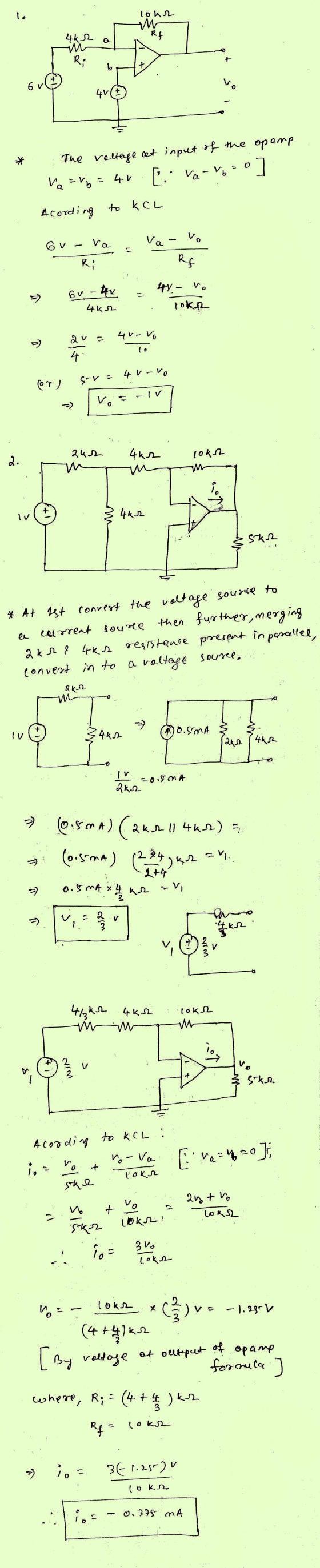 loka 4k r a Rf R: b + 6 vo 4V The voltage et input of the opamp Va =r= 40. Varb o Acording to KCL Var vo Gv OL Ri Rf >> 6v -
