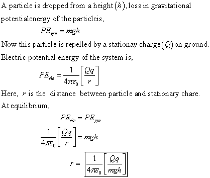 A particle is dropped from a height(h), loss in gravitational potenti alenergy of the particleis Now this particle is repelle