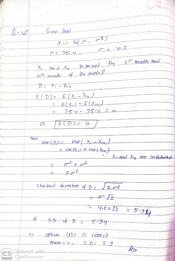 Gren that Xu NM , 2 4.2 H= 35.4 the ast month and X, and do oth mendh. represent of the saintal D = X-Mo ECD)= E(X, Xco) E(X)