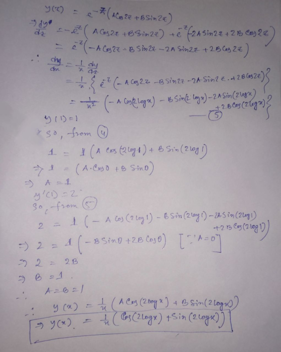 Y() = et (AC 22 + B Sin 2E) y dye - - e ( A Gos22 4 B3in22) + f2A Sim22 +2 B 203 22) - A Coy 27 - B Sim22-2A Sin22 +2B ( 22 )