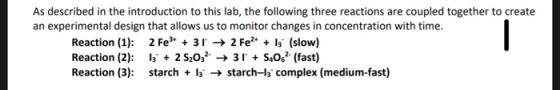 As described in the introduction to this lab, the following three reactions are coupled together to create an experimental de