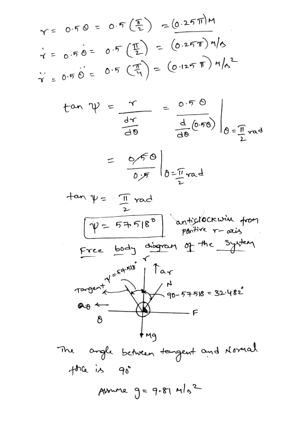 0.5 r= 0.50 = 0.5()=0-25T)M řa = (0.257) / ř.0.5 Ö= 0.5 (0.1255 T (2) 0.5o = T) M/62 tan v = 0.50 d. 0.50 do 0= 11 rad do =