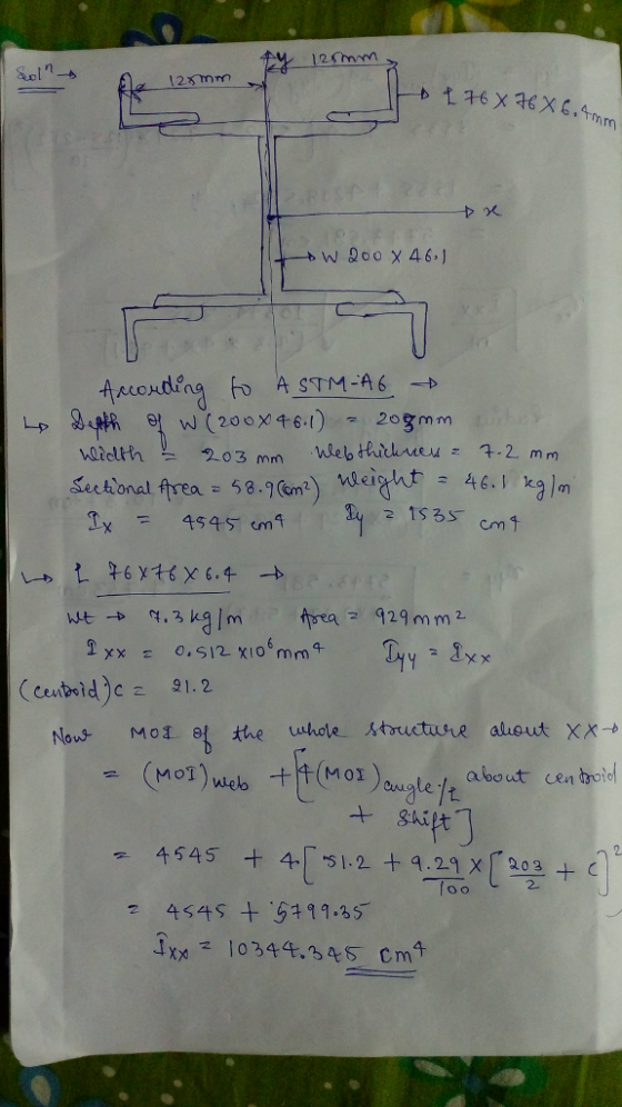 12S mom 12mm Sectional trea 58.7Gm2) deight tx = 4545cm9 rea고 929mm2. No Mot the whole Atoructure aliout xx- about cen droto