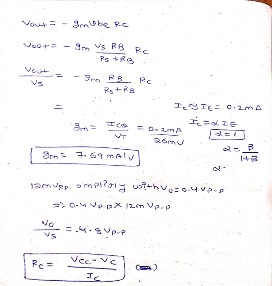 Yout= - groebe Rc . .. voor= - 9m us RB RC Ps +RB Yout= -900 RB Rc .. Vs S RstRB ICI E = 0.zma Ica. It VA Em = Ice = 0-2MA 26
