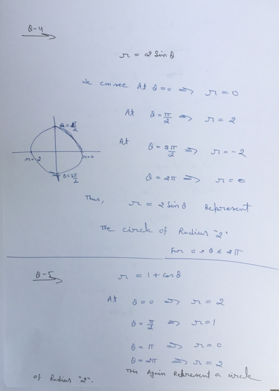Q-u r= 2 sind we can see Art d=0 as r=o At d I s r= l sa = d = 317 » r=-2 d=25 as r=0 Thus, a= 2 serio Represent The circle o