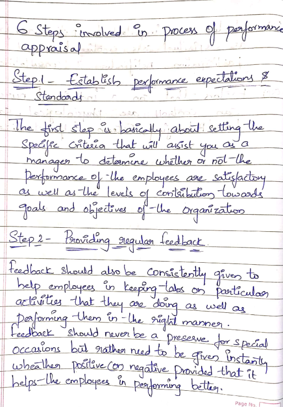 6 Steps involved in process of performance appraisal and Step:/- Establish performance expectations & | Standards i n Denisa