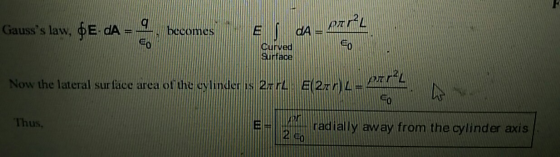 Eo 0 Curved Surface Now the lateral sur face area ot thu eylinde 2 Fol 2radiaily away from the cylinder axis Thus