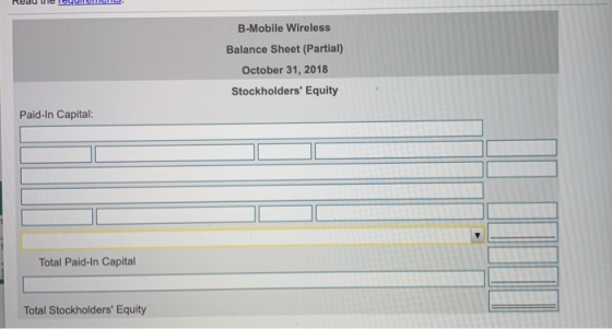 Redu ulecuumCILJ. B-Mobile Wireless Balance Sheet (Partial) October 31, 2018 Stockholders Equity Paid-In Capital: Total Paid
