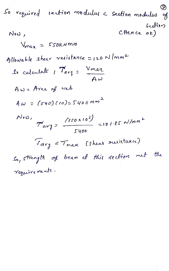 So required section modules c Section modulus section Cffence ok) Now , Vman = z 550knmm Allowable shear resistance 2120 N/mm