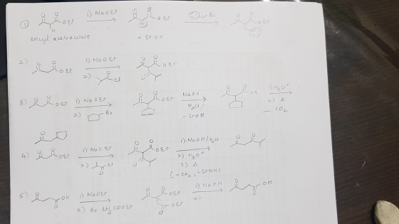 Naost ost etyl acetoautale Naost Na 0Et NaoH OM 2) A BY -Sto H NaotlHo Na oet 2) Hao 2) 3) A C-co-StoH Naoer OH 2) COOEL
