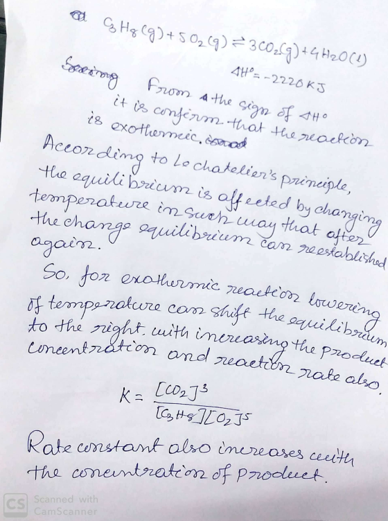 ad G Hq (g) +50₂ (9) ²3 C02(g) + 4 H 20 (1) TH= -2220 KJ from a the sign of tho String it is confirm that the reaction | 18