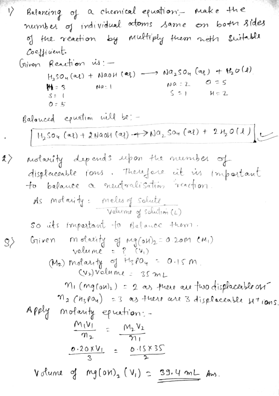 Y Balancing of a chemical equation make the number of individual octoms same on both sides of the reaction by multiply them w