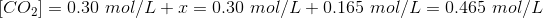 CO2 = 0.30 mol/L+I = 0.30 molL +0.165 mol/L = 0.465 mol/L