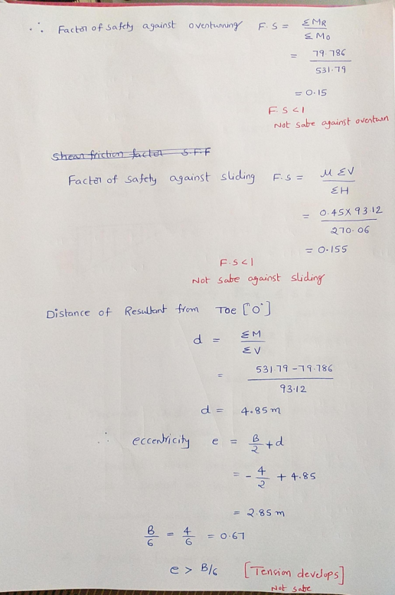 Factol of Safety against ovestuning EMR F.S= EMo 79-786 531 79 =O.15 FS<I Not sabe atainst oventuan shean friction facter SFF