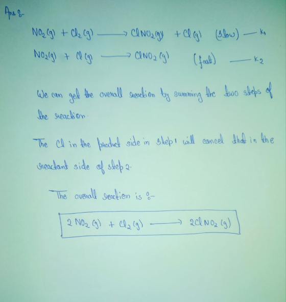No, g) + Co (9) —_-> CO NU, gy + alg) (9.low) — Noelg) + algo Noa lg) (fast) - kz We can get the overall reaction by summing