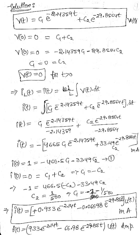 Polution -8.143894 Vt) = - Ge -29.8564t tha Volg VO) = 0 = G+ VO)=0 -2,143599-29,8564 Cą G=0 =12 Ve=0 for too => [_69 = id=&.