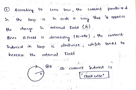 с to Lenz law, the in According current poroduced in the loop is in such way that it opposes the change extanal Field (8) Sin