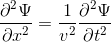 \frac{\partial^{2} \Psi }{\partial x^{2}}=\frac{1}{v^{2}}\frac{\partial^{2}\Psi }{\partial t^{2}}