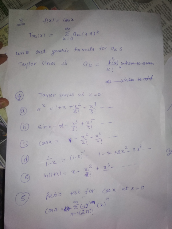 twri t aut genric or mula for ak Taylor series es aus fla) when 卡-even k. Taylor series at χ:0 ろ 2 1 2.