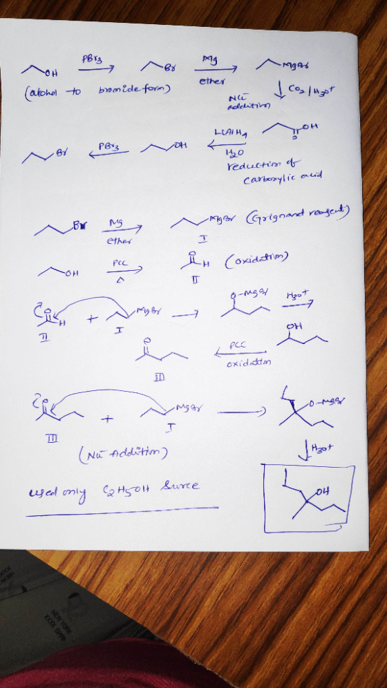 PBr3 gas ether bemide forn) atoholto Na adetitin LiAI HA rOH PB3 20 Yeducti d cantenylic aud yGtgnd raged) Br ether Coidti) P