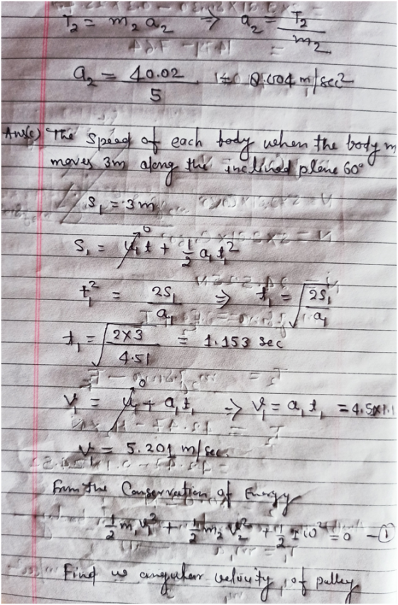 T2 am, az av Ta ME Ag = 40.02 5 14_0.604 mtsce? movey am AN) The speege of each body when the body, along the ancelled pléne