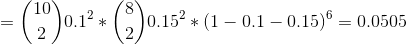 = (10)0.12 + (%)0.152 + (1 – 0.1 – 0.15)= 0.0505