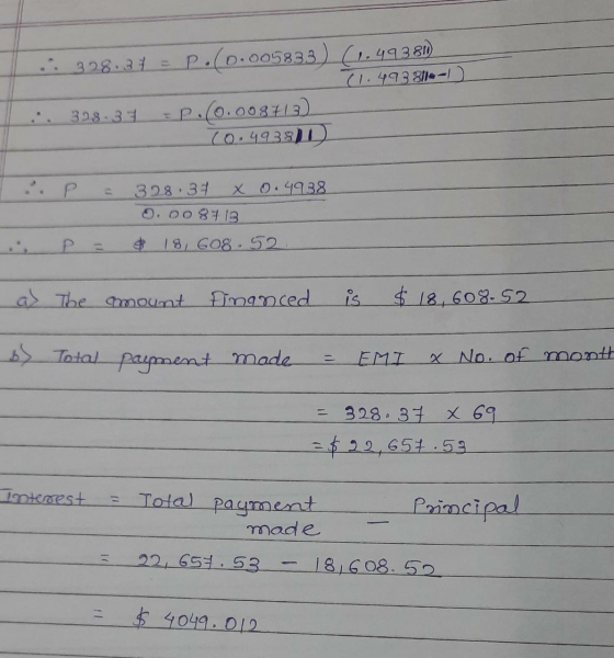po(0.005833) (1.49381) (1.493811-D .:. 328-37 p.(0.008713) (0.4938)D 328.37 x 0.4938 0.00 8713 $ 18, 608.52 a The amount mgnc