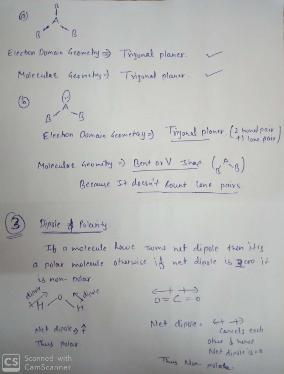 BB Election Domain Geometry =) Trgonal planer. Molecular Geometry =) Trigonal planer. ~ B B Election Domain Geometry =) Trigo