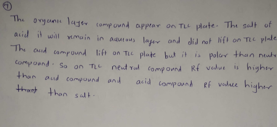 neous lager and did not lift on TLC plate The organic layer layer compound compound appear on TLL plo appear on TLL plate. T