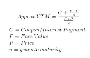 CLE-P 2 Approx YTM = F+P C = Coupon/ Interest Payment F Face Value P Price n years to maturity