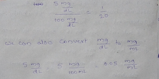 AAL Боu ѕ Ł 7P 그 20 (oo mg dL we can also convert mg to dL to mg ml 5 mg 5 mg 0.05 mg ml dL 100 ML