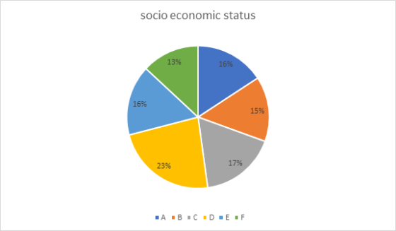 socio economic status 13% 16% 16% 15% 17% 23% A B C D E