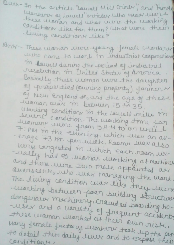Ques- In the artich In the article Lamell Mill Girby, and Fernales erkery a Lamellarticler. Who was were I woman and what