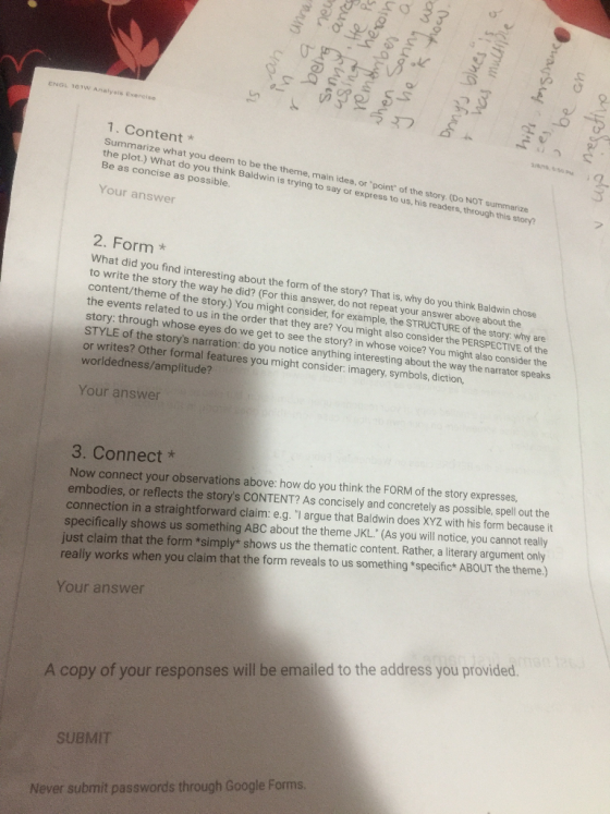 0 ENGL 1. Content* Summarize what you deem to be the theme, main idea, or point of the story.(Do NOT summarize the plot.) W