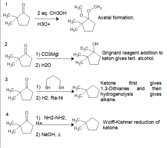 Hzę CH3 В нС~- 2 eq. CH3OH HC H30+ Acetal formation. HZC H₃C 1 OH 1) CD3MgO - D₂CJ Hz Н3С- HC Grignard reagent addition to ke