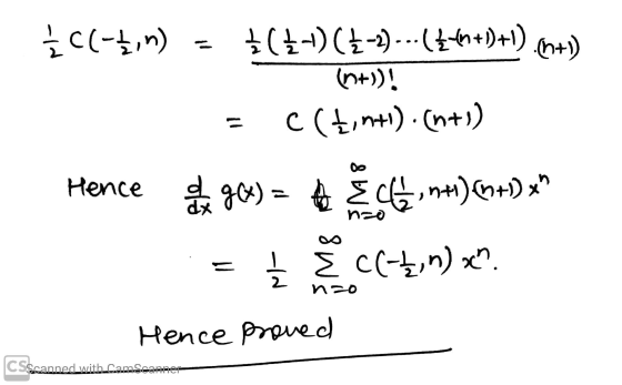 #c(--) = \(\-)(\-) --+-++)+1) (+) (+))! = C(£,n+i). (n+1) Hence 700) = h cho nt) Chr) en : = Į & CC-+,n) x? Hence proved CSSc