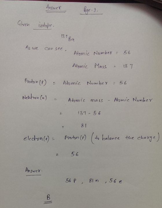 Given otope 13 7 Bq As we Can sec Atomic Numbes56 Atomic Mass 37 etbon ( )Atomic mats -łpmic Number s 131-56 elednPth balanc