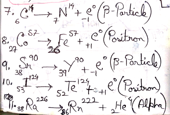 جام N Nhte (P-Particle 6 7 S7 57 8. Co Fe ositro on + +1 27 90 9. S90 e 38 39 + e (B- Particle e Positron) 10. 1124 Tel29 53