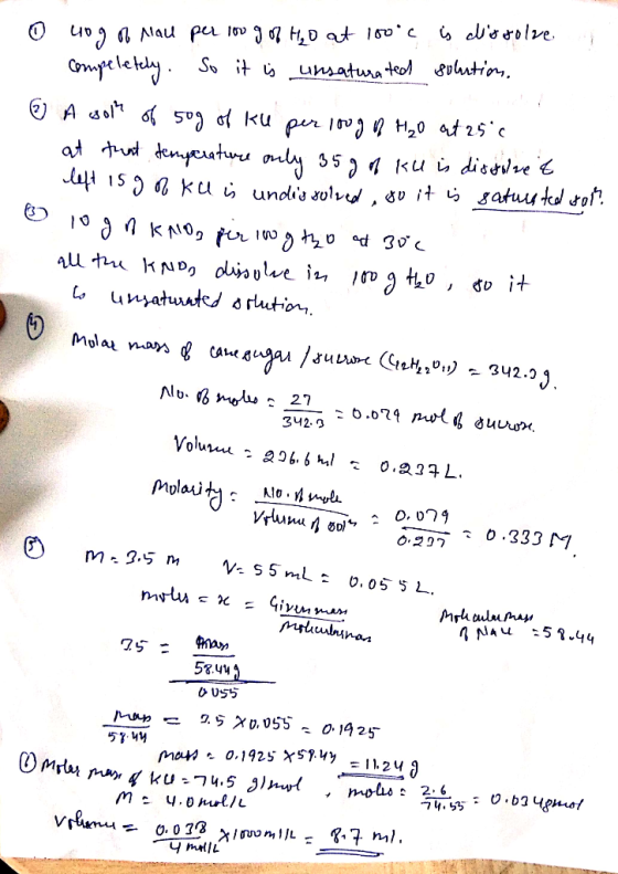 a o ung of nau per 100g of H₂O at 100°c is dissolze 1 compeletely. So it is unsaturated solution. © A 4* 4 5) { ки рил 1») Н