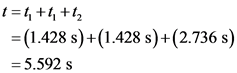 1 = 1, +1, +12
= (1.428 s)+(1.428 s)+(2.736 s)
= 5.592 s