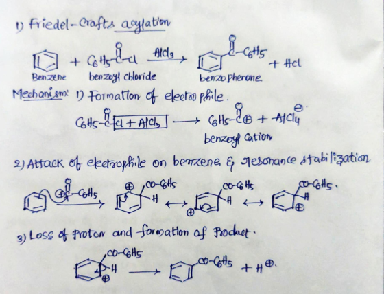 1) Friedel --Crofts acylation 0 + Hala Aado de cats + Hel Benzene benzoyl chloride benzophenone Mechanism! 1) Formation of el