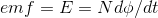 em f = E= N do/dt