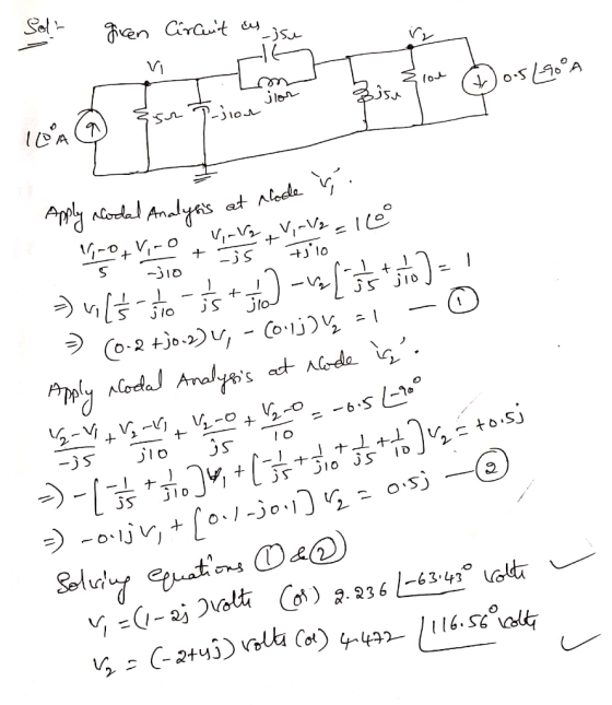 giren Circuit des su op L te lo perdido lol Im Zsior Do-51-90A ilor . Esr D - 10 -j10 Apply slodal Analysis at Alode . The mo