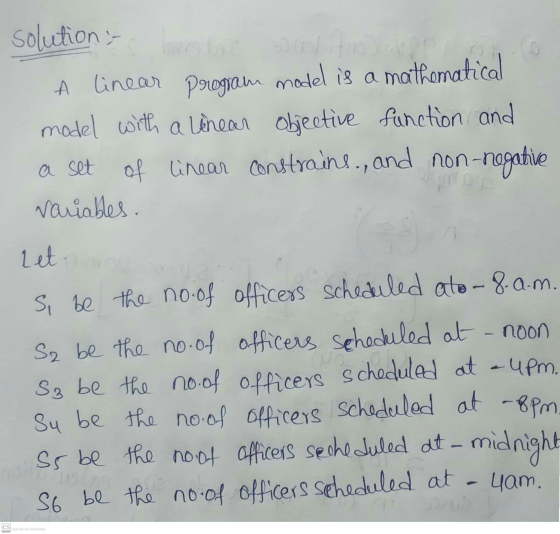 solution A linear program model is a mathematical model with a linear objective function and a set of linear constrains, and