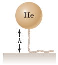 A helium-filled balloon, whose envelope has a mass