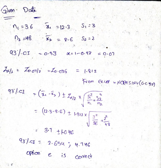 Given Date n = 36 n = 12.3 Si-3 D2 = 48 = 8.6 S2-2 93/.CI 70-93 x=1-0.93 = 0.02 Jx12 = Zootl2 = 20.036 = 1.812 From Excel NOR