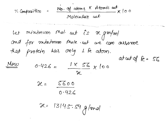 % Composition = No. of atoms & Atomic cut Molecular cast — X 100 let minimum mol cut is a gm/m/ and for minimum mole cut we c